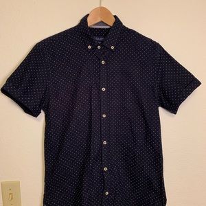 Zara Polka Dot Print Oxford Short Sleeve Shirt